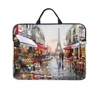 VXXNlnn Oil Painting Paris Street Scene Eiffel Tower Print 14in Laptop Case Sleeve Bag - Portable Handle, Ideal for Business Trips, Commuting, and Travel