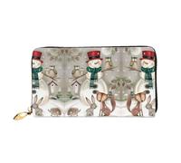 VXXNlnn Owl Standing on Snowman Print Leather Wallet â€“ Long Clutch for Women, Thin Bifold Checkbook Wallet with Card Holder, Coin Pocket