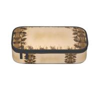 VXXNlnn Pine Cone Border Print Pencil Case â€“ Multi-Purpose Pen Organizer, Stationery Bag, Perfect for School, Office, and Travel