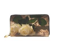 VXXNlnn Romantic Roses Print Leather Wallet â€“ Long Clutch for Women, Thin Bifold Checkbook Wallet with Card Holder, Coin Pocket