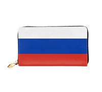 VXXNlnn Russian Flag Print Leather Wallet â€“ Long Clutch for Women, Thin Bifold Checkbook Wallet with Card Holder, Coin Pocket