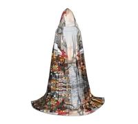 VXXNlnn S Halloween Hooded Cape â€“ Unisex Oil Painting Paris Street Scene Eiffel Tower Print Cosplay Robe for Party, Carnival, Comic Exhibition, Easter & More