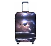 VXXNlnn S Suitcase Cover Protector – Earth and Moon Print Luggage Travel Accessories, Stretch Baggage Cover for Business Trips