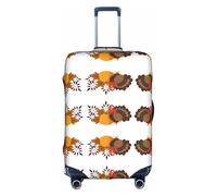 VXXNlnn S Suitcase Cover Protector – Happy Thanksgiving Turkey Pumpkin Print Luggage Travel Accessories, Stretch Baggage Cover for Business Trips