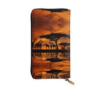 VXXNlnn Stylish Africa Giraffe Majestic Tree Print Leather Wallet for Women - Lightweight Bifold Clutch with RFID Blocking, Slim Trifold Design