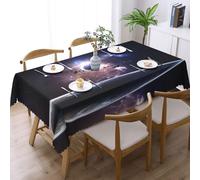 VXXNlnn Stylish Earth and Moon Print Tablecloth â€“ Rectangle Dining Table Cover for Holiday, Party, Picnic â€“ Kitchen Decor Tabletop