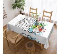 VXXNlnn Stylish Geometry Brain Image with Science Print Tablecloth â€“ Rectangle Dining Table Cover for Holiday, Party, Picnic â€“ Kitchen Decor Tabletop