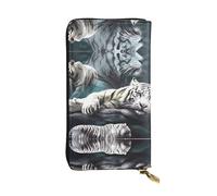VXXNlnn Stylish Many White Tigers Print Leather Wallet for Women - Lightweight Bifold Clutch with RFID Blocking, Slim Trifold Design