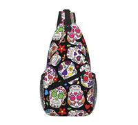 VXXNlnn Unisex Daypack - Cross Chest Bag with dead sugar Horror Skull Full-Print Design, Lightweight for Hiking and Casual Use