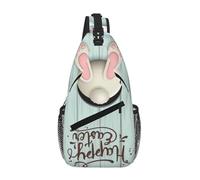VXXNlnn Unisex Daypack - Cross Chest Bag with Happy Easter Eggs Bunny Tail Full-Print Design, Lightweight for Hiking and Casual Use