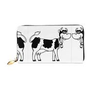 VXXNlnn White and Black Cow Print Leather Wallet â€“ Long Clutch for Women, Thin Bifold Checkbook Wallet with Card Holder, Coin Pocket