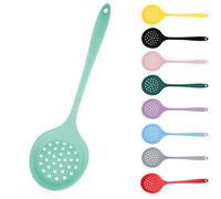 VXYW Silicone Slotted Spoon, Strainer Spoon, Skimmer Spoon, Green, 12.5 x 3.5 x 0.8 inches