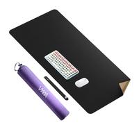 Vyaaa Cork & Leather Desk Mat, 100x40cm Dual Sided Leather Desk Pad, Waterproof Extra Large Desk Mat, Large Mouse Pad，Desk Mats on top of Desks for Home or Office (Black)