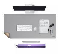 Vyaaa Cork & Leather Desk Mat, 110x50cm Dual Sided Leather Desk Pad, Waterproof Extra Large Desk Mat, Desk Mats on top of Desks for Home or Office (Grey)