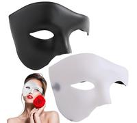 VYAOCJL 2pcs Halloween Phantom Of The Opera Half Face Mask, Black Classic Venetian Mask, Adult Half Face Party Mask Halloween Christmas Carnival Costume Wedding Cosplay Party
