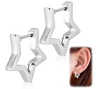 VYAOCJL Women's Titanium Steel Earrings, Stainless Steel Five-Pointed Star Earrings, Minimalist Sweet Love Five-Pointed Star Earrings, Hypoallergenic Little Cute Cartilage Sleeper Earrings For Girls