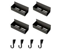 VYATRLI 4 Pack Magnetic Spice Rack for Fridge, with hook | No Drilling Needed,Moveable,with 4 Hooks,2 Large and 2 Small Shelves,Black Metal Storage Rack for Kitchen,Laundry,Garage
