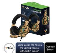 Vybe Camo Design PS, Xbox & PC Gaming Headset with AUX-in Support, Dessert Brown