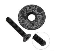 VYCE Unbranded Bicycle Headset Top Cap For 28.6mm Forks Precision Fit Lightweight Aluminum Alloy Rust Resistant Screws 31.6mm Stem Cover Stainless Steel Plated Screw Suitable For R(vyce black)