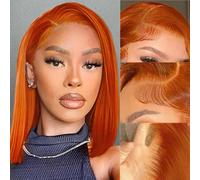 VYCRAVE Ginger Orange Bob Wig Human Hair 13X4 HD Transparent 350# Lace Front Wigs Human Hair for Black Women 180% Density Frontal Wigs Pre Plucked wit