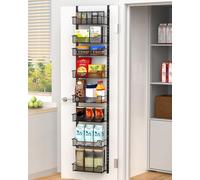 VyGrow 12.3" W Over Door Storage, 8-Tier Narrow Over the Door Pantry Organizer with Adjustable Basket, Pantry Kitchen Storage Room Spice Rack, Black