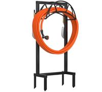 VyGrow Garden Hose Holder, Freestanding Heavy Duty Water Hose Holder for Outside, Upgraded Metal Hose Holder with 4 Spikes, Detachable Garden Hose Storage Hose Reel Rack, Black