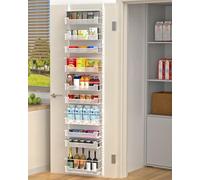 VyGrow Over Door Storage, 10-Tier Over the Door Organiser With Adjustable Basket for Pantry Kitchen Storage Room, Spice Rack, White