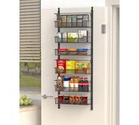 VyGrow Over Door Storage, 6-Tier Over the Door Organiser With Adjustable Basket for Pantry Kitchen Storage Room, Spice Rack, Black
