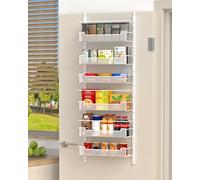 VyGrow Over Door Storage, 6-Tier Over the Door Organiser With Adjustable Basket for Pantry Kitchen Storage Room, Spice Rack, White