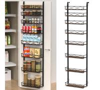VyGrow Over The Door Pantry Organizer, 8-Tier Wood & Metal Over The Door Organizer with Adjustable Basket, Hanging Spice Rack, Door Organization and Storage for Kitchen Pantry Door Cabinet, Black