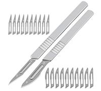 VYIBPDY 2pcs Bread Cutter with 20pcs Stainless Steel Blades, Bread Cutter Blade, Bread Engraving Blade, Bread Blade Holder, for Carving Raw Bread Models, silver, M