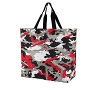 VYJLOO Black Red Camouflage Womens Handbag Shopping Tote Bag Top Handle Shoulder Bag 40x16x40cm