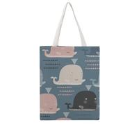VYJLOO Cute Dolphins Canvas Tote Bag For Women Reusable Grocery Bag Shopping Handbag Shoulder Bag 38×46cm