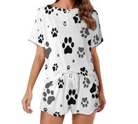 VYJLOO Dog Paw Womens Pajamas Set Short Sleeve Sleepwear Nightwear Pjs Set Loungewear