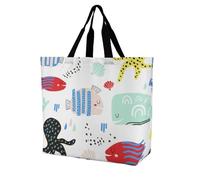 VYJLOO Fish Whale Octopus Womens Handbag Shopping Tote Bag Top Handle Shoulder Bag 40x16x40cm