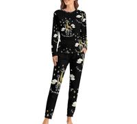 VYJLOO Giraffe Women's Pajama Sets Long Sleeve Pjs Top With Capri Pants 2 Piece Sleepwear