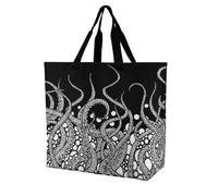 VYJLOO Octopus Black Womens Handbag Shopping Tote Bag Top Handle Shoulder Bag 40x16x40cm