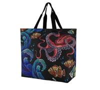 VYJLOO Octopus Ocean Waves Womens Handbag Shopping Tote Bag Top Handle Shoulder Bag 40x16x40cm