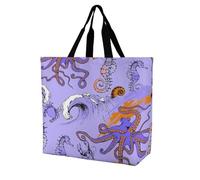 VYJLOO Octopus Seahorse Womens Handbag Shopping Tote Bag Top Handle Shoulder Bag 40x16x40cm