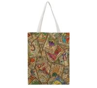 VYJLOO Old Tarot Cards Canvas Tote Bag For Women Reusable Grocery Bag Shopping Handbag Shoulder Bag 38×46cm