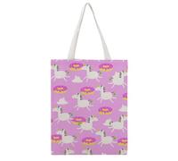 VYJLOO Pink Unicorn Donut Canvas Tote Bag For Women Reusable Grocery Bag Shopping Handbag Shoulder Bag 38×46cm