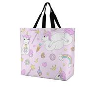 VYJLOO Pink Unicorn Rainbow Womens Handbag Shopping Tote Bag Top Handle Shoulder Bag 40x16x40cm