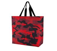 VYJLOO Red Camouflage Womens Handbag Shopping Tote Bag Top Handle Shoulder Bag 40x16x40cm