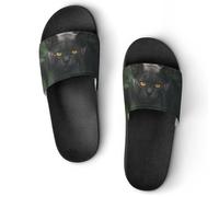 VYJLOO Slippers For Women Black Cat House Slides Thick Sole Shower Sandals For Indoor Outdoor