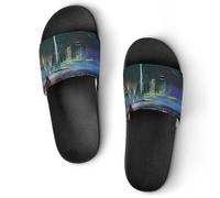 VYJLOO Slippers For Women City Night House Slides Thick Sole Shower Sandals For Indoor Outdoor