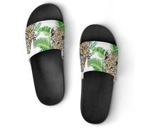VYJLOO Slippers For Women Green Leopard House Slides Thick Sole Shower Sandals For Indoor Outdoor