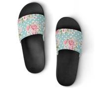 VYJLOO Slippers For Women Pink Rose House Slides Thick Sole Shower Sandals For Indoor Outdoor