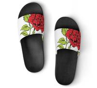 VYJLOO Slippers For Women Red Rose House Slides Thick Sole Shower Sandals For Indoor Outdoor