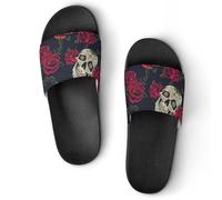 VYJLOO Slippers For Women Skull Roses House Slides Thick Sole Shower Sandals For Indoor Outdoor