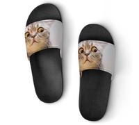 VYJLOO Slippers For Women Surprised Cat House Slides Thick Sole Shower Sandals For Indoor Outdoor